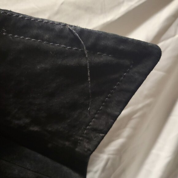 Margaret Godfrey Woman’s Suede Jacket Open Front Belted Black - Picture 7 of 7